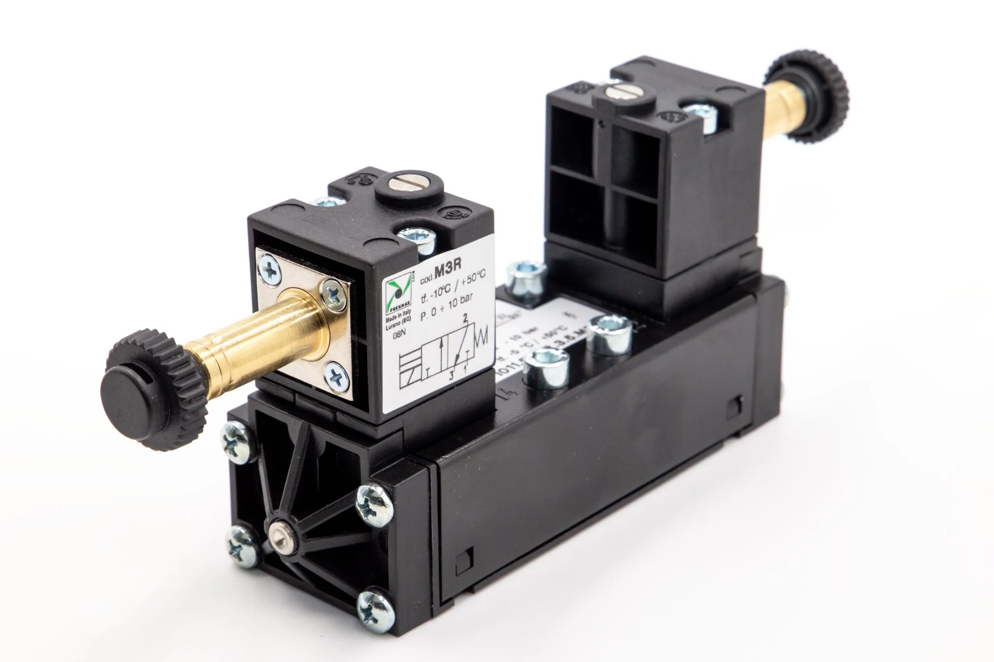 Electroválvula de tecnopolímero ISO 5599-1 5/3 talla 3 solenoide - solenoide CA con M3R
