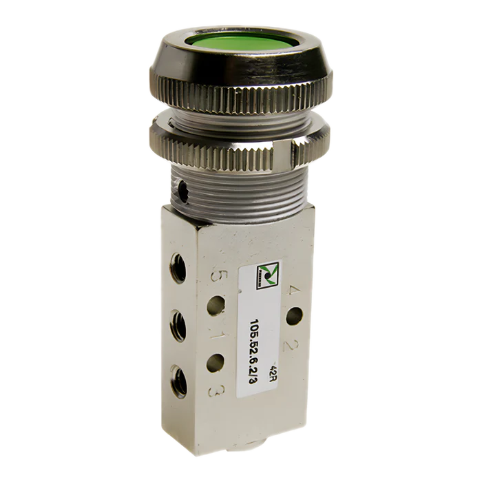 Microválvula 3/2 M5 pulsador digital Ø22 muelle