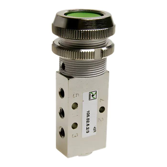 Microválvula 3/2 M5 pulsador digital Ø22 muelle