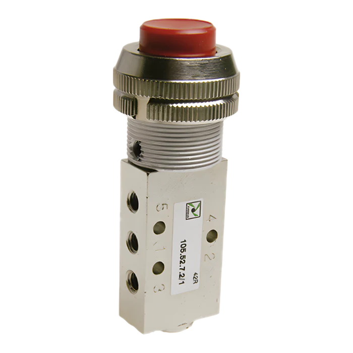 Microválvula 3/2 M5 pulsador palma Ø22 - muelle