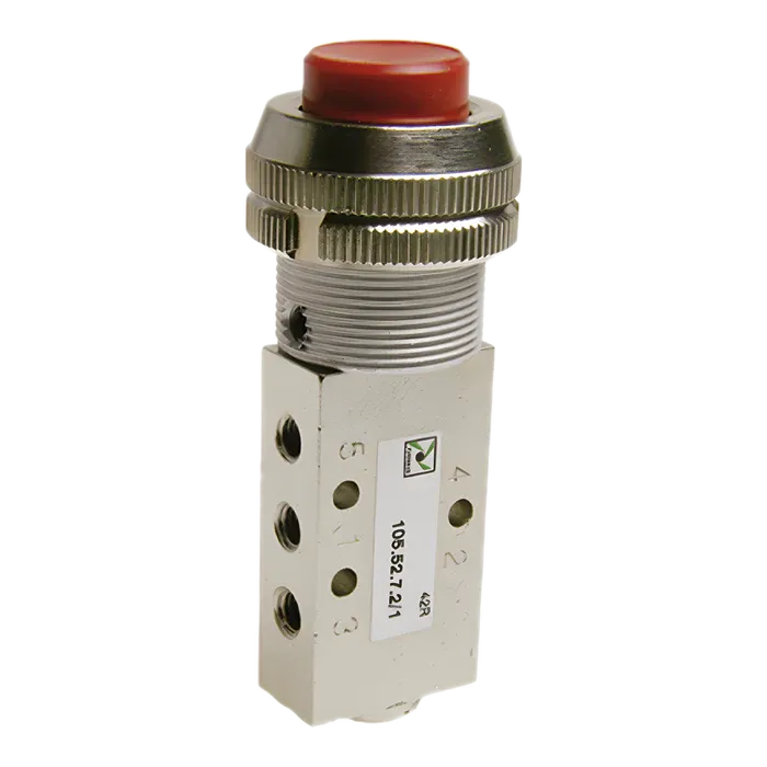 Microválvula 3/2 M5 pulsador palma Ø22 - muelle