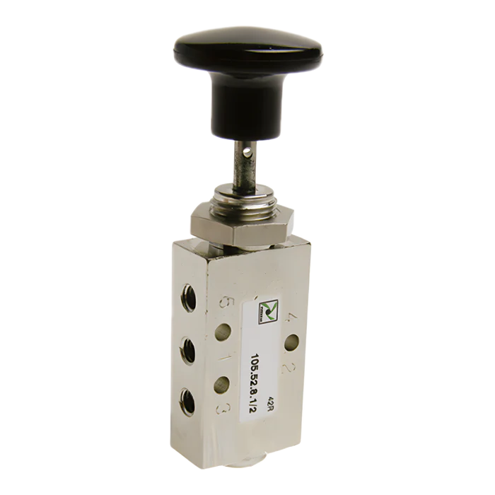 Microválvula 5/2 M5 pulsador tirador muelle