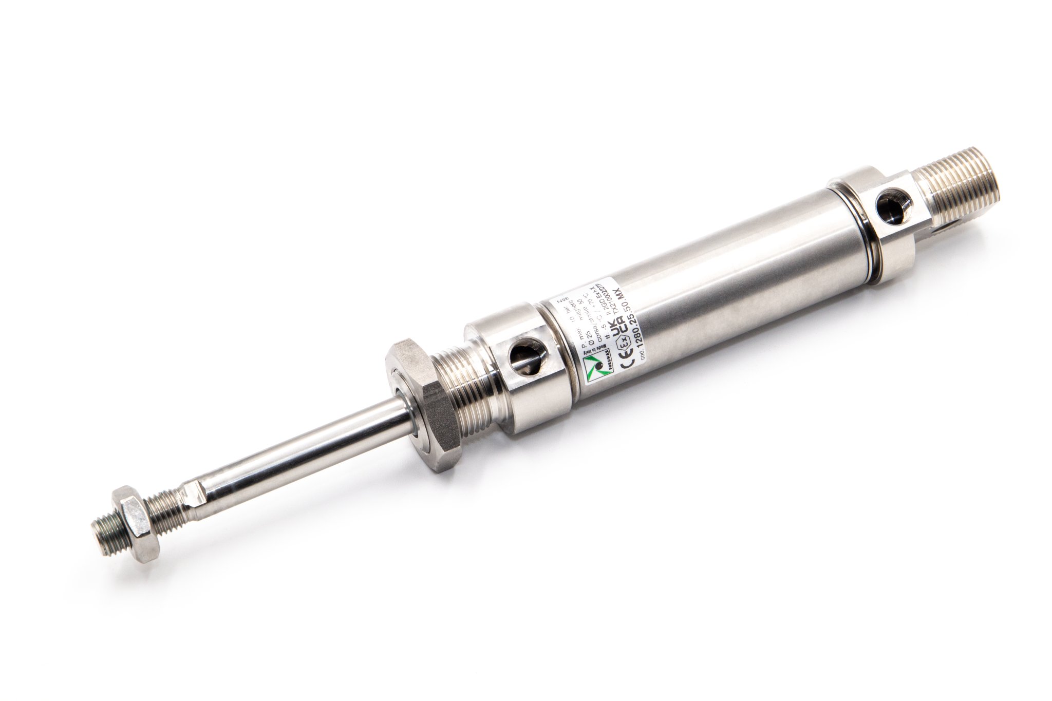 Microcilindro MIR inoxidable Ø25 carrera 50 versión base magnético y doble efecto