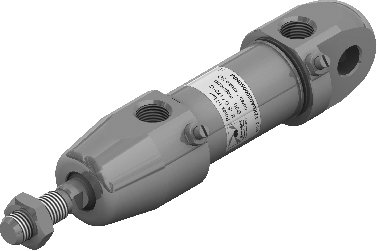 Microlicindro Ø25 carrera 50 de acero inoxidable, tapa delantera lisa y posterior charnela, juntas NBR y doble efecto