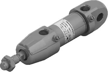 Microlicindro Ø25 carrera 50 de acero inoxidable, tapa delantera lisa y posterior charnela, juntas NBR y doble efecto