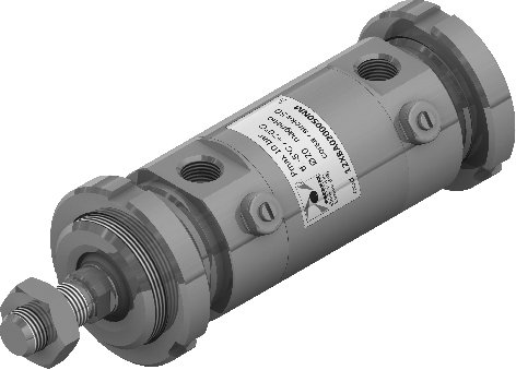 Microlicindro Ø40 carrera 600 de acero inoxidable amortiguado, tapa delantera y posterior roscadas, juntas NBR y doble efecto