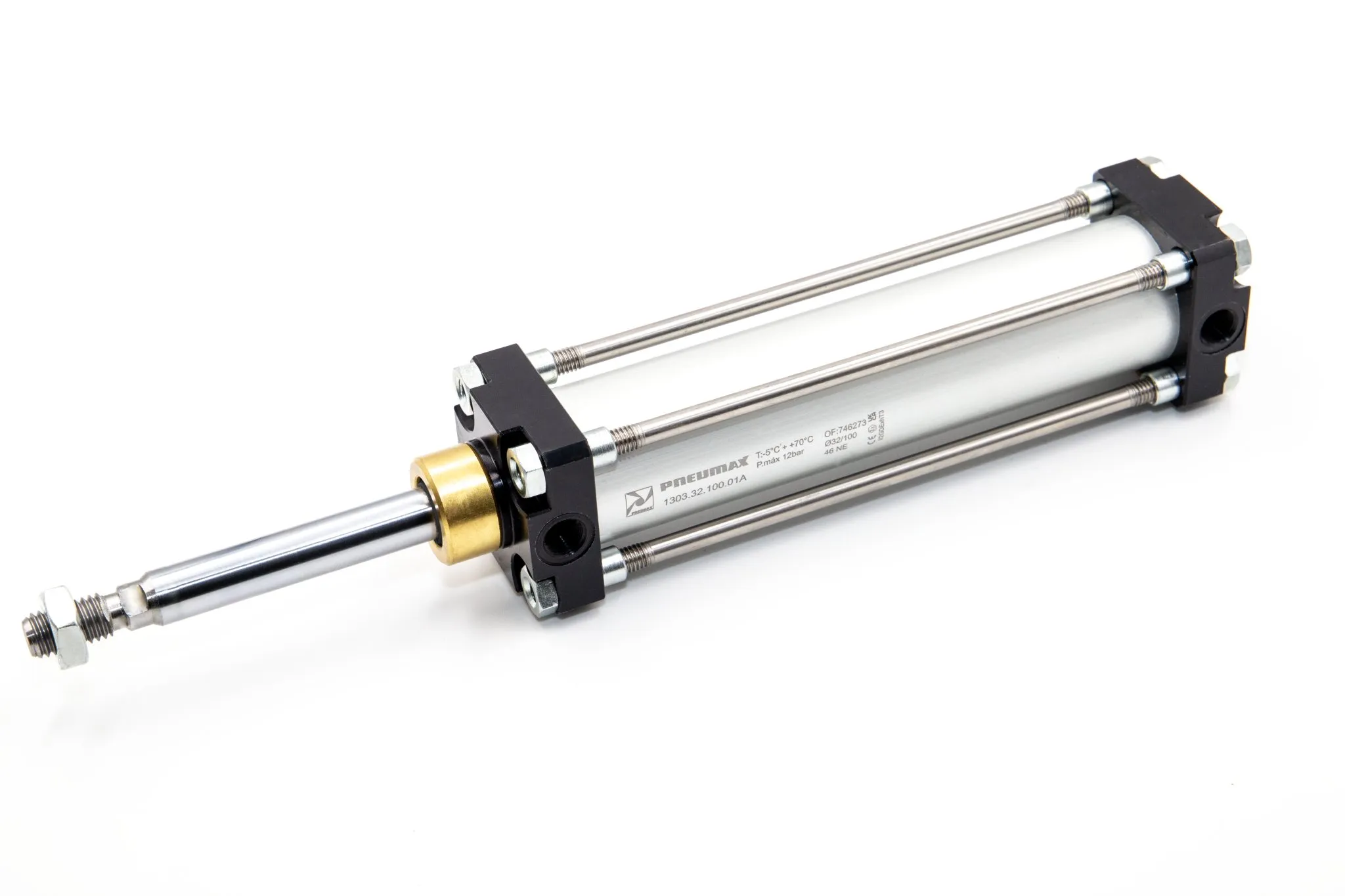 Cilindro CNOMO Ø63 carrera 80 versión base vástago cromado C43 y doble efecto