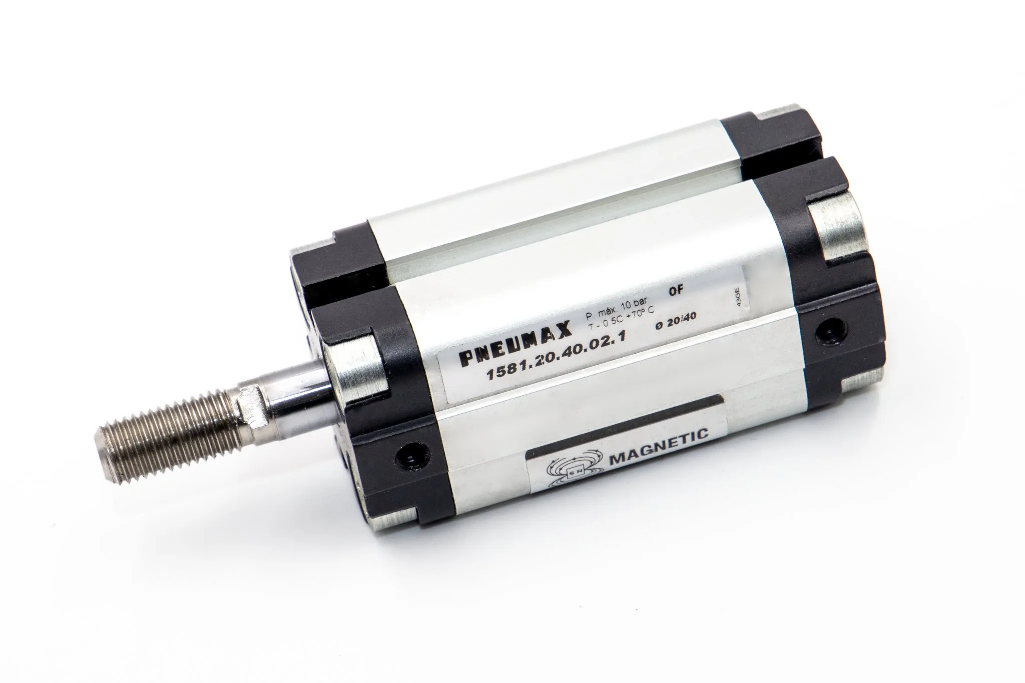 Cilindro Europe Ø25 carrera 125 versión base, vástago de acero inoxidable con rosca hembra, magnético y doble efecto