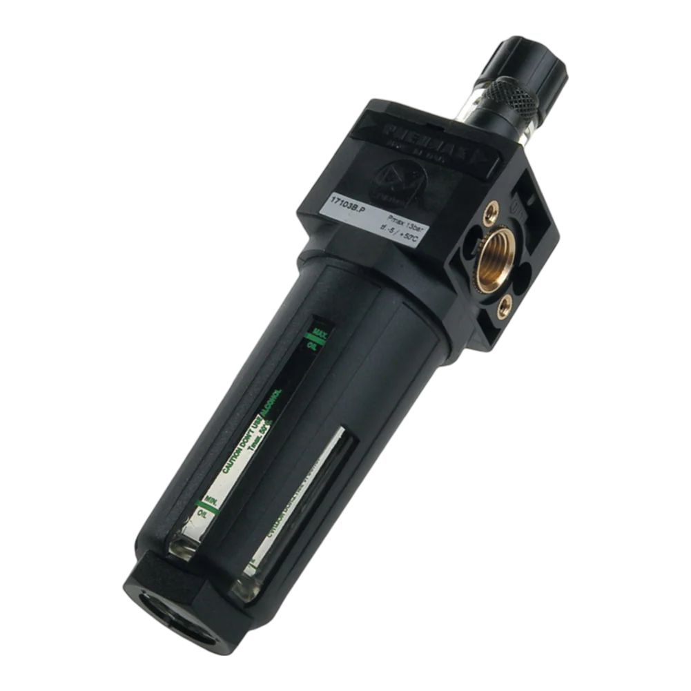 Lubricador de cuerpo en tecnopolímero G1/4" - talla 1, vaso protegido