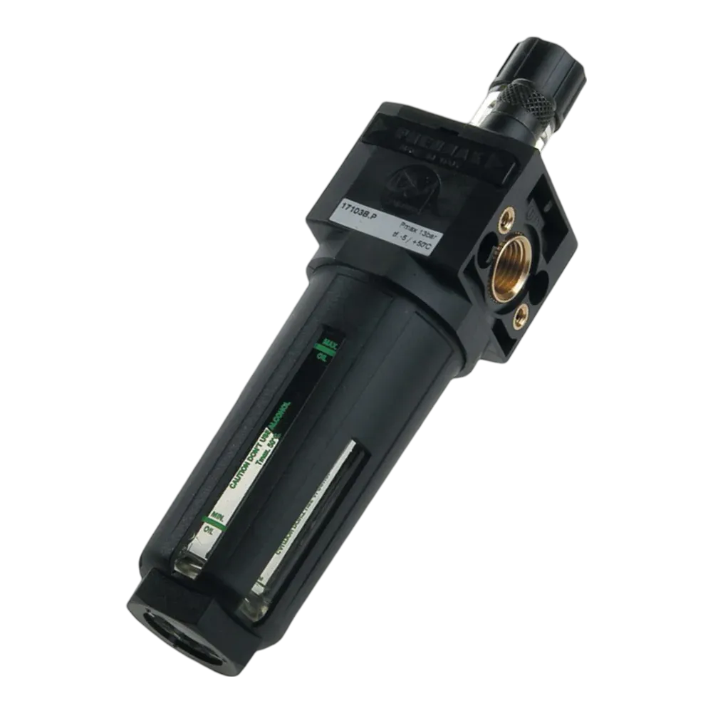 Lubricador de cuerpo en tecnopolímero G1/4" - talla 1, vaso protegido