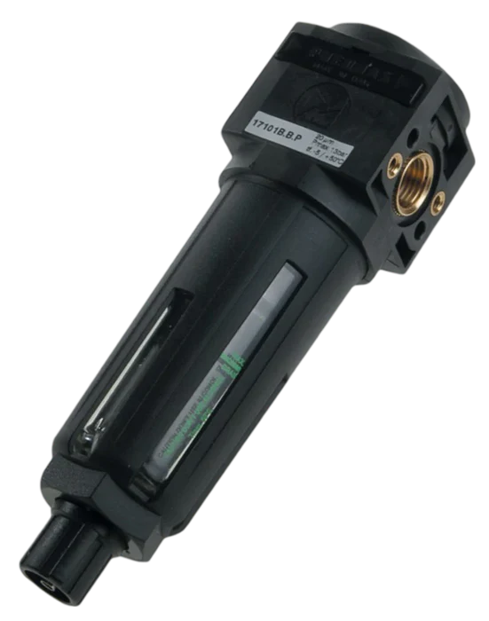 Filtro de cuerpo en tecnopolímero G1/4" - talla 1, 5 µm, purga semiautomática, vaso protegido