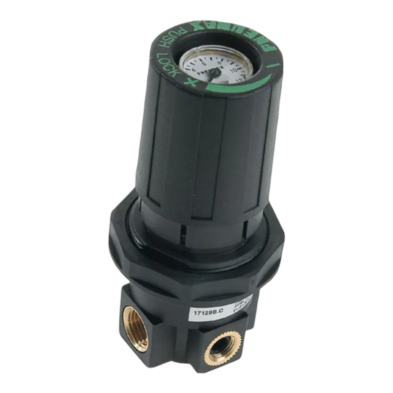 Regulador de panel con manómetro integrado de cuerpo en tecnopolímero G1/4", 0 - 8 bar