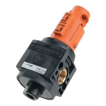 Válvula de corte manual de cuerpo en tecnopolímero G1/4" - talla 1, pomo bloqueable