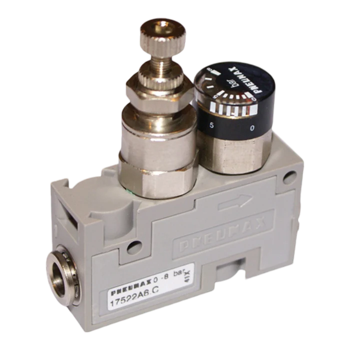 Regulador de presión con manómetro 0 - 8 bar tubo Ø6