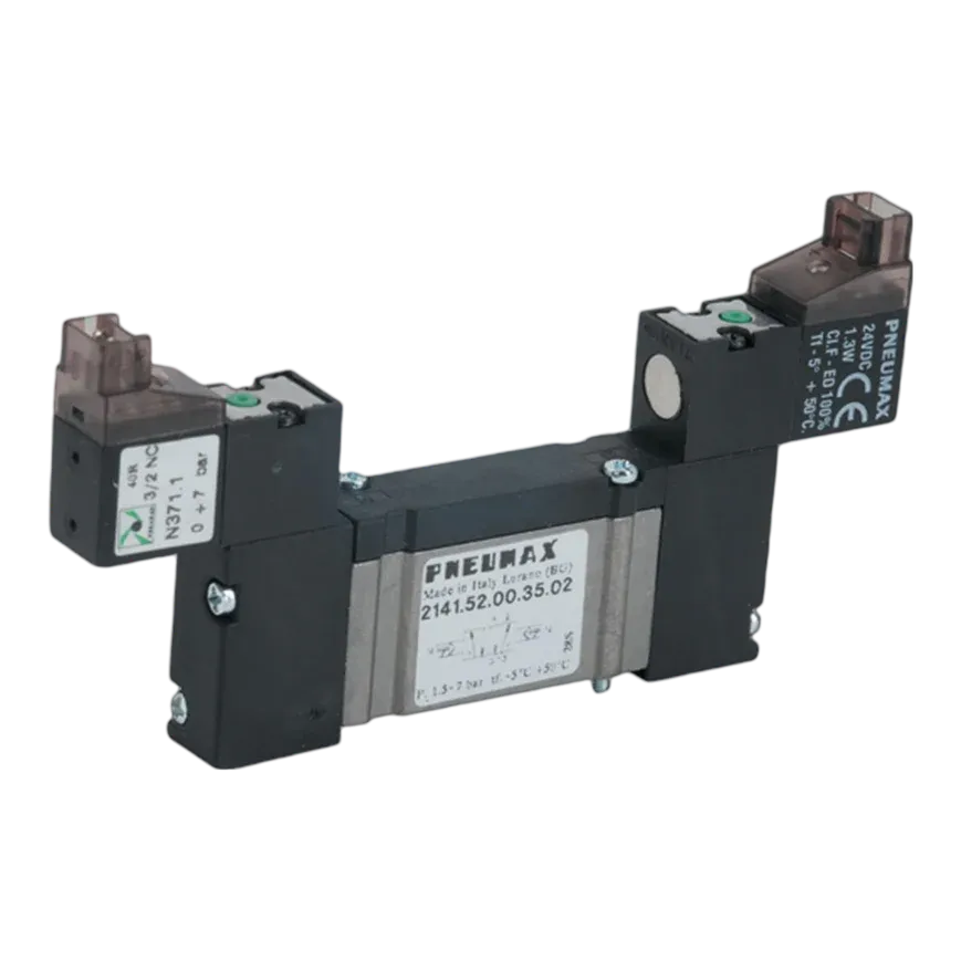 Electroválvula 10 mm FLAT 5/2 M5 solenoide - solenoide 24 VDC conexión 90º LED