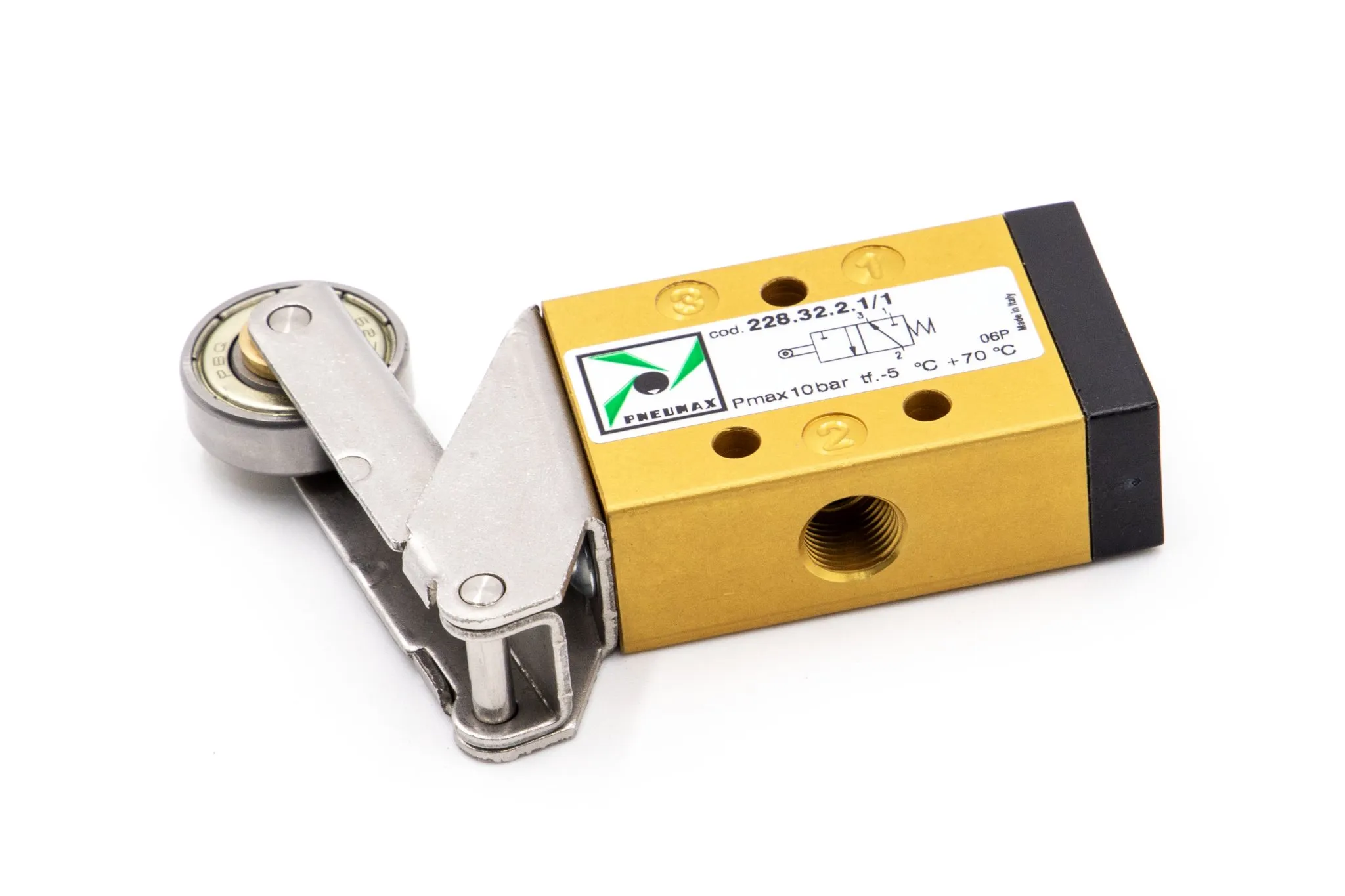 Válvula 3/2 G1/8" palanca rodillo rodamiento a bolas diferencial