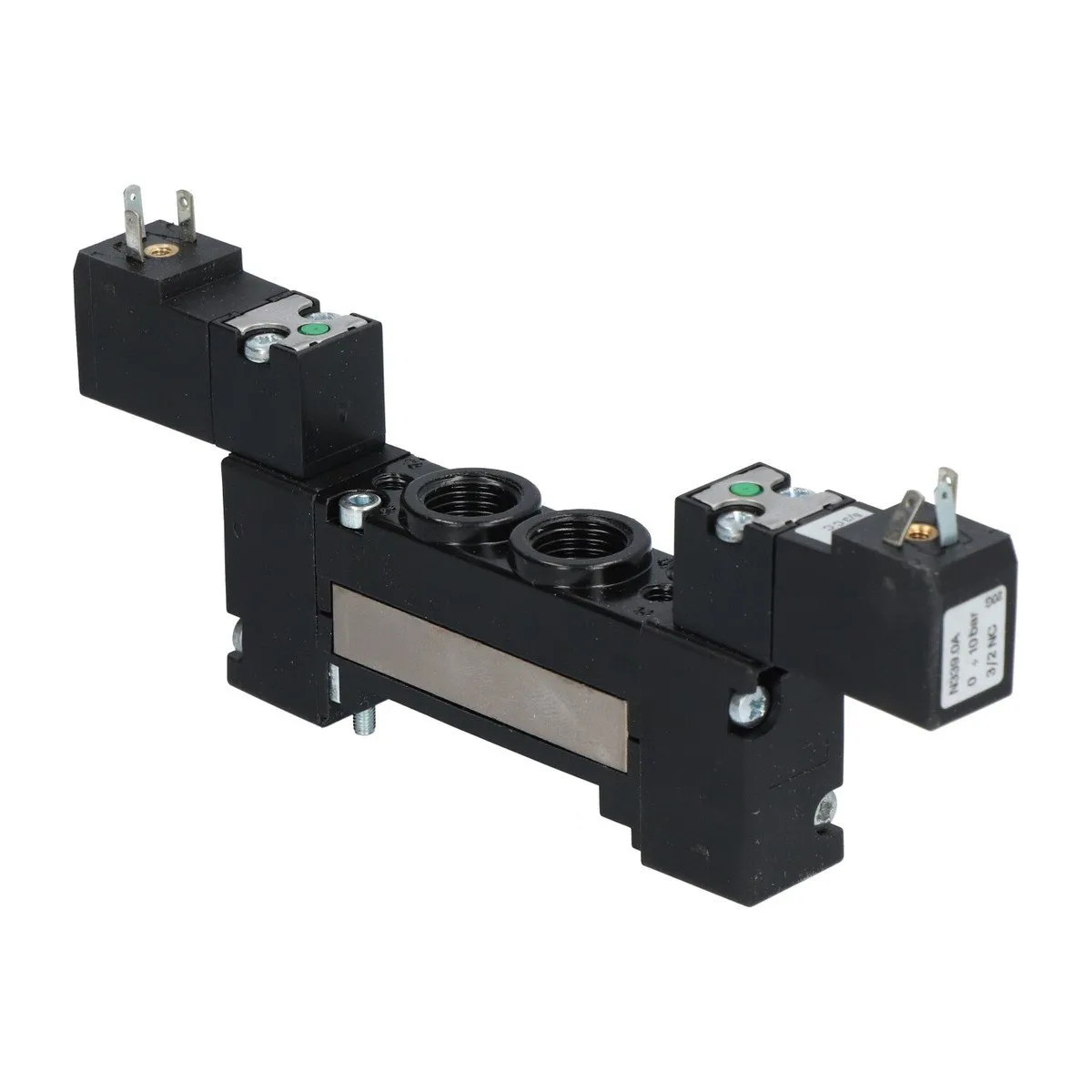 Electroválvula 18 mm FLAT 5/2 tubo Ø8 solenoide - muelle 24 VDC 1W inversas