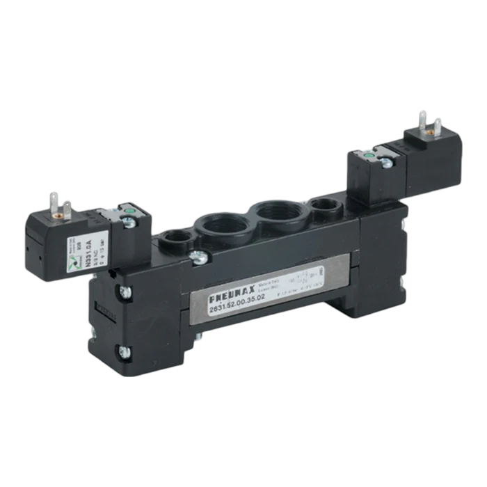 Electroválvula 26 mm FLAT 5/2 G3/8" solenoide - solenoide 24 VDC