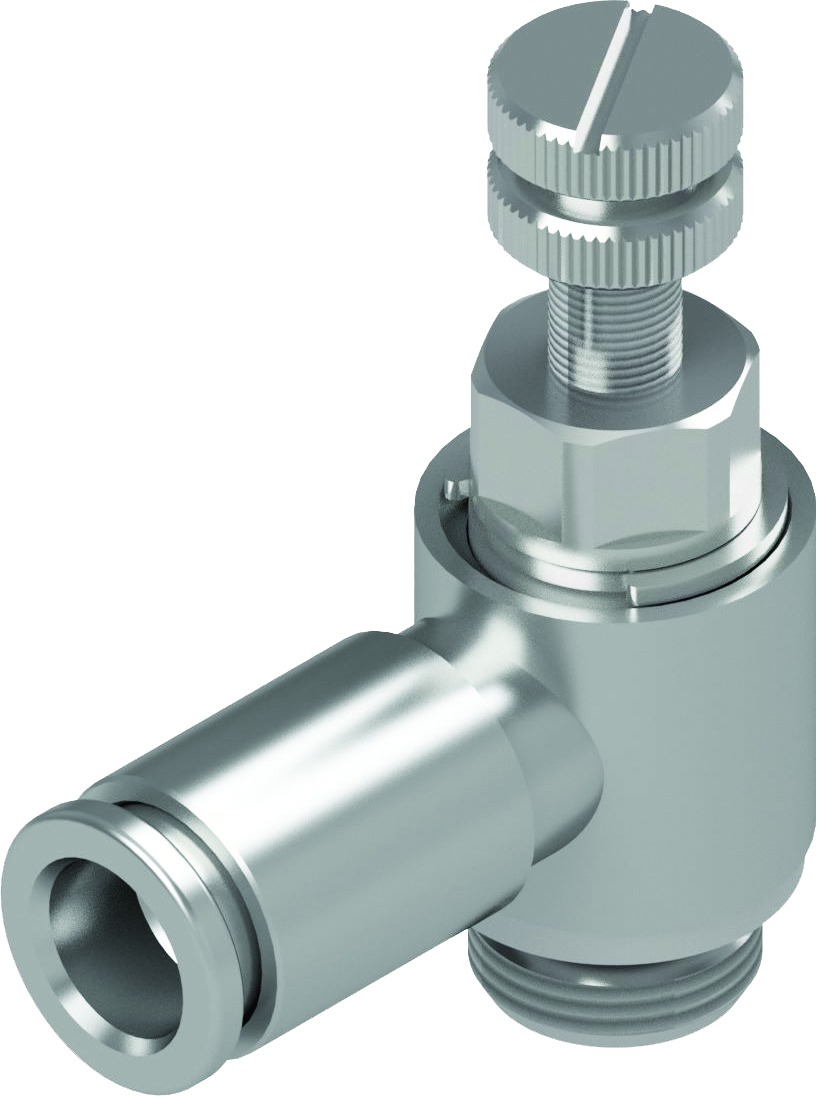 Regulador de caudal con pomo conexión tubo Ø6 conexión rosca paralela G1/4"