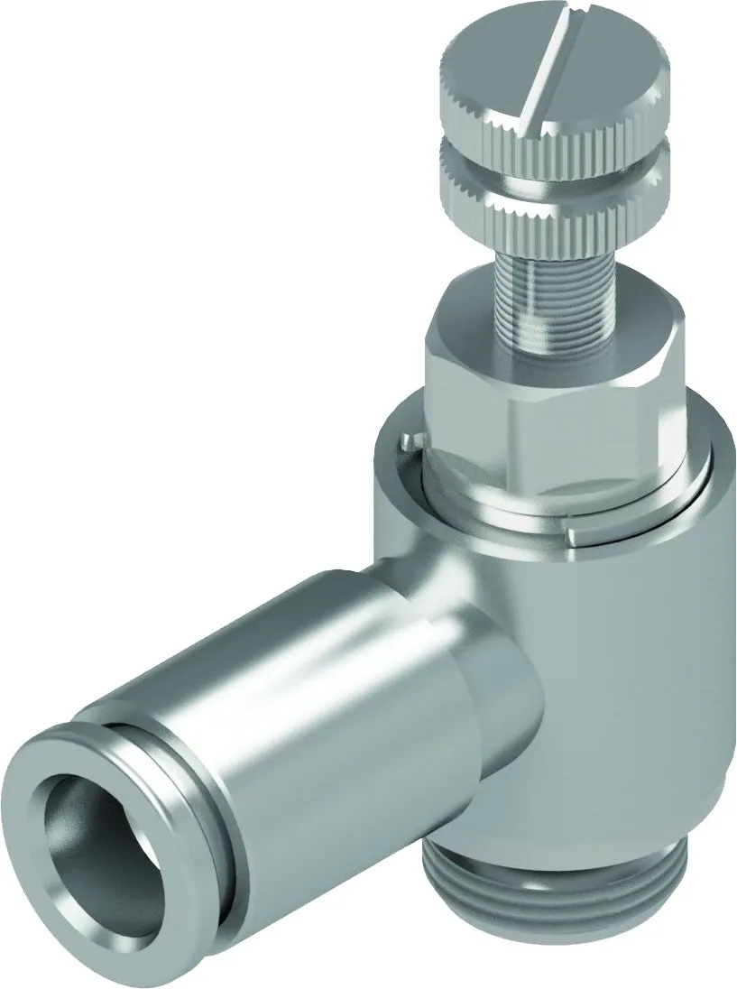 Regulador de caudal con pomo conexión tubo Ø6 conexión rosca paralela G1/4"