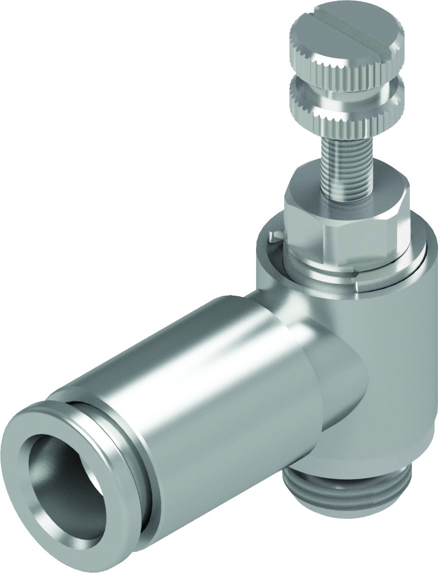 Regulador de caudal con pomo conexión tubo Ø6 conexión rosca paralela G1/8"