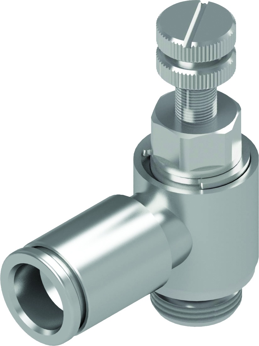 Regulador de caudal con pomo conexión tubo Ø8 conexión rosca paralela G1/4"