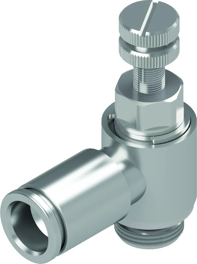 Regulador de caudal con pomo conexión tubo Ø8 conexión rosca paralela G1/4"