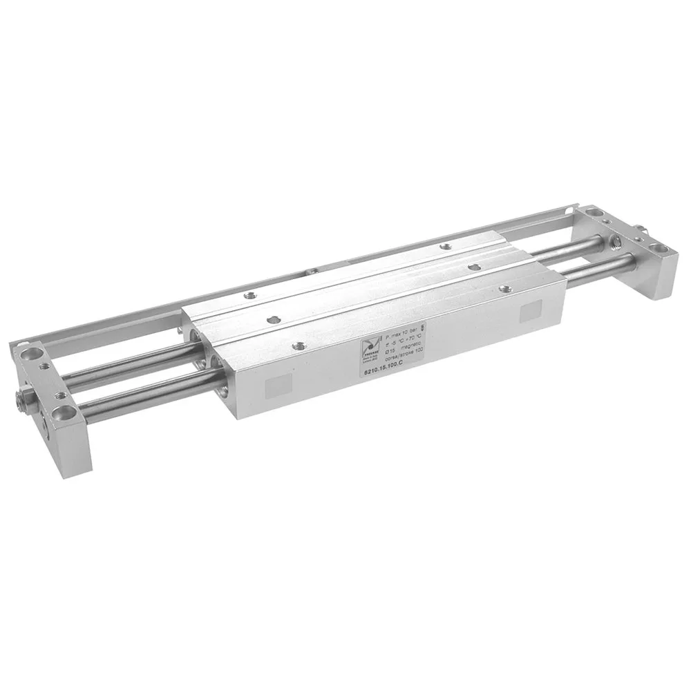 Unidad lineal pasante Ø25 carrera 100 con placas fijas, magnético, doble efecto