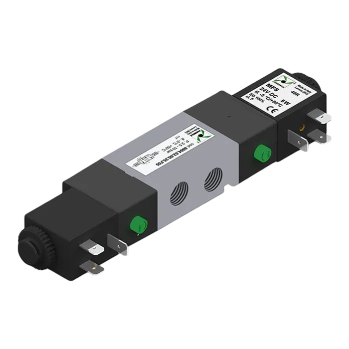 Electroválvula 5/3 G1/8" solenoide - muelle, centros cerrados, sin bobina