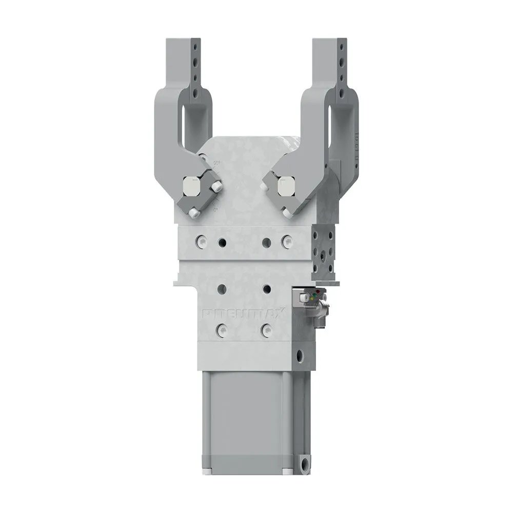 Brida de amarre neumática Ø63, sensor M12 - PNP, rosca BSPP, doble brazo de aluminio central, offset 15 mm, posición 5
