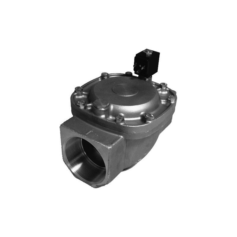 Electroválvula G2" 2/2 orificio 50 mm, NC, cuerpo en latón, juntas FPM, 24 VDC