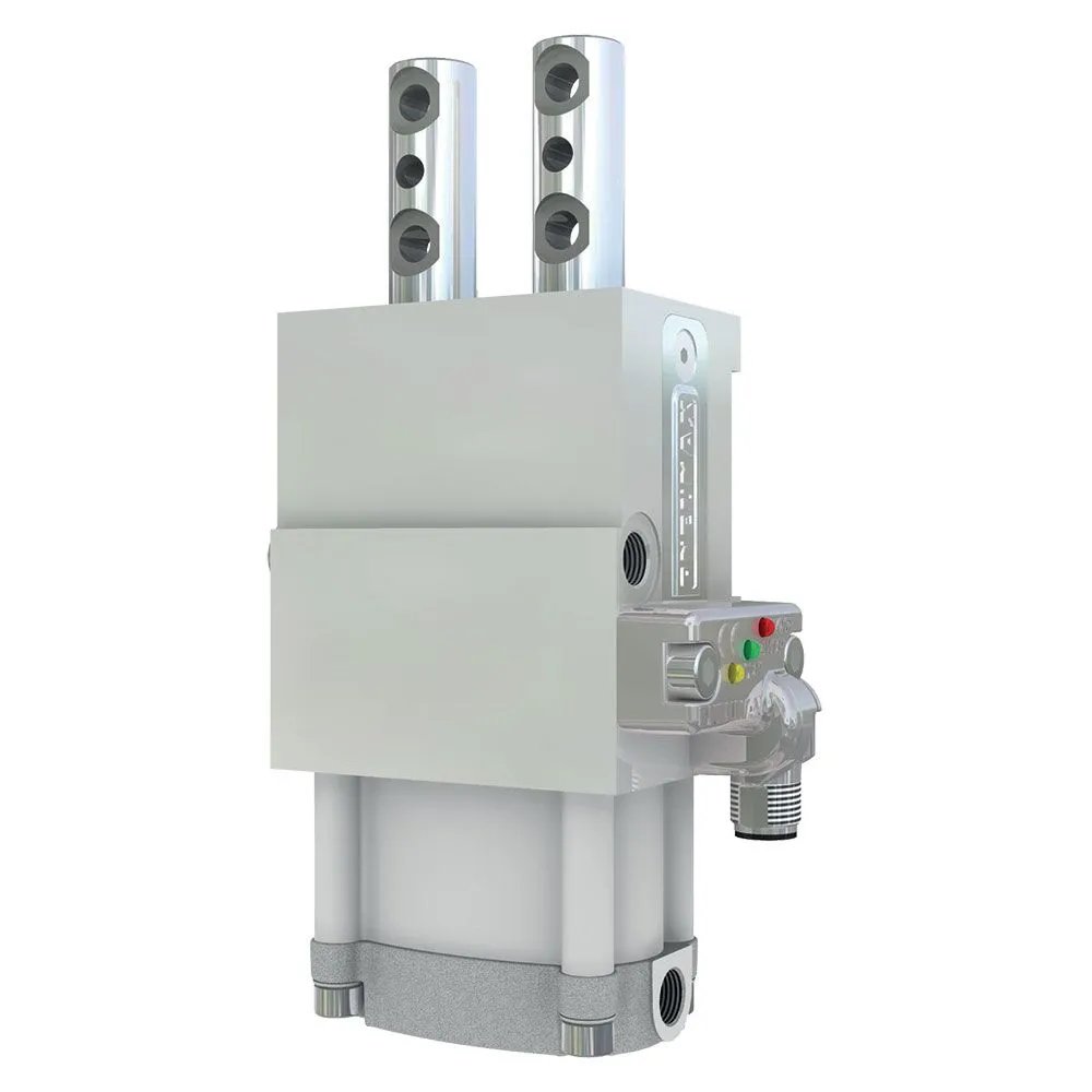 Portapiloto con doble vástago Ø40 carrera 40, sensor M12 - PNP, terminación de vástago con 4 clavijas