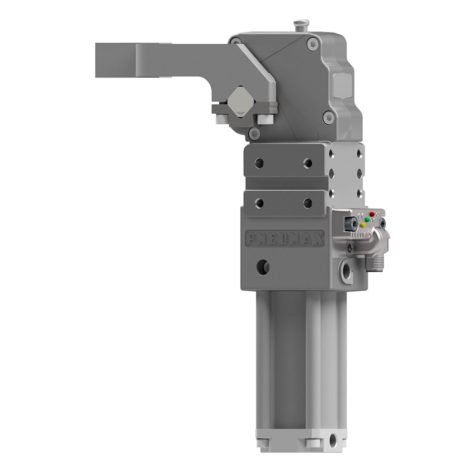 Brida neumática de alta eficiencia Ø32 carcasa 40, sensor M12 - PNP, rosca BSPP, sin brazo
