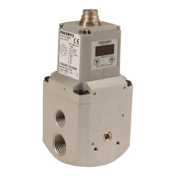 Regulador proporcional versión estándar con conector SUB-D 15 polos talla 3, señal en corriente (4-20 mA / 0-20 mA), rango de presión 0 - 9 bar