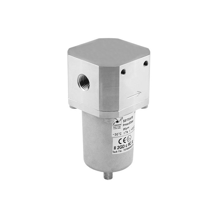 Filtro de acero inoxidable AISI 316L 3/4" NPT - talla 4, 50 µm - acero inoxidable 316, baja temperatura, purga semiautomática