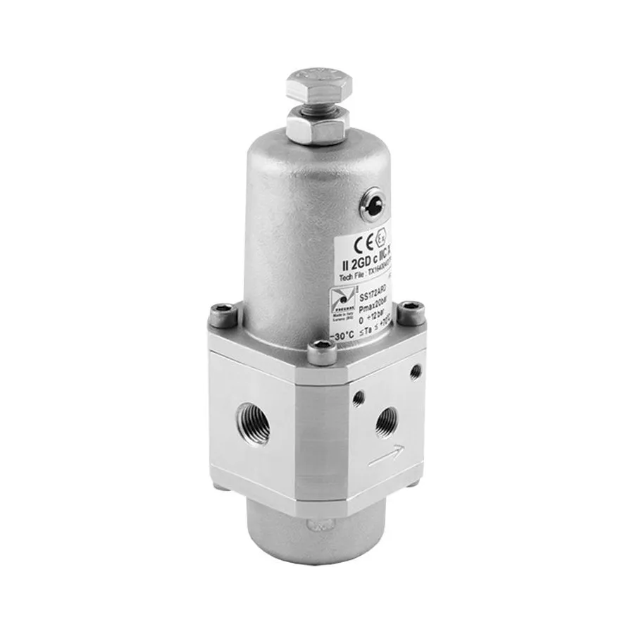 Filtro regulador de acero inoxidable AISI 316L 1/4" NPT - talla 2, 0 - 12 bar,  5 µm - acero inoxidable 316, baja temperatura