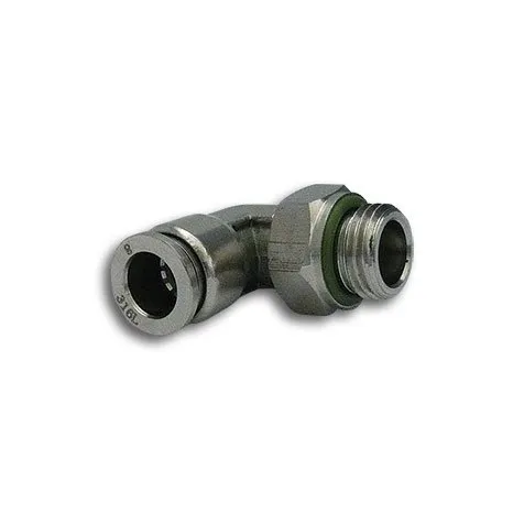 Codo de acero inoxidable tubo Ø6 rosca paralela G1/8"