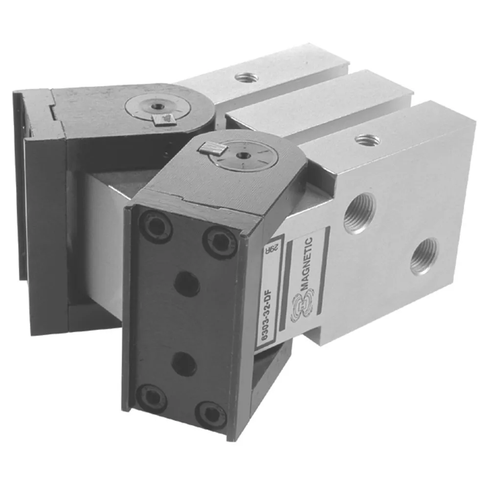 Pinza angular piñon cremallera de 180º Ø25 fijación frontal y doble efecto